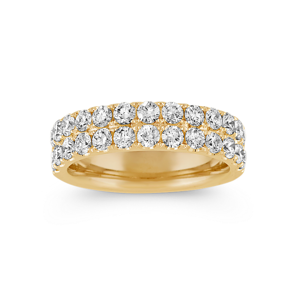 Ode Double Row Natural Diamond Wedding Band in 14k Yellow Gold
