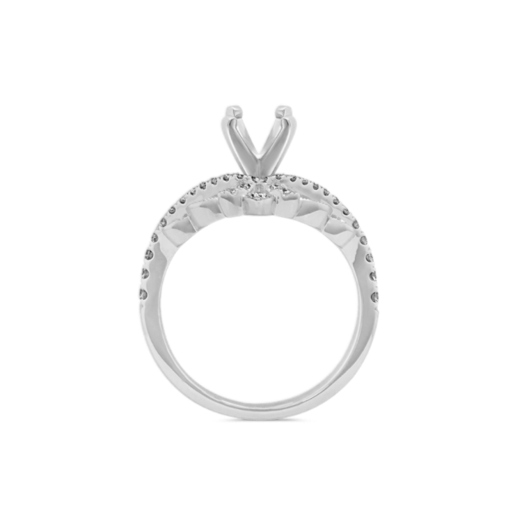 6.62 mm Peach Natural Sapphire Engagement Ring in White Gold