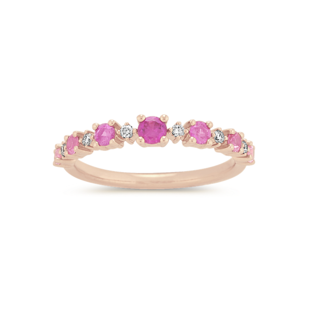 Ombre Pink Sapphire and Diamond Ring in 14 Rose Gold