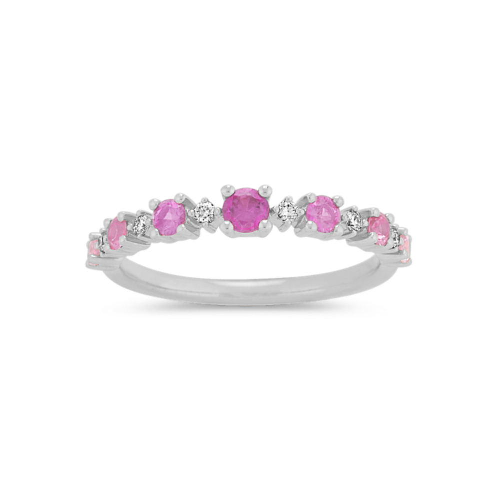 Ombre Pink Sapphire and Diamond Ring in 14 White Gold