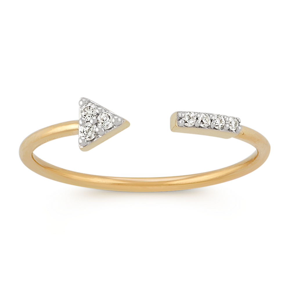 Open Round Diamond Arrow Ring in 14k Yellow Gold