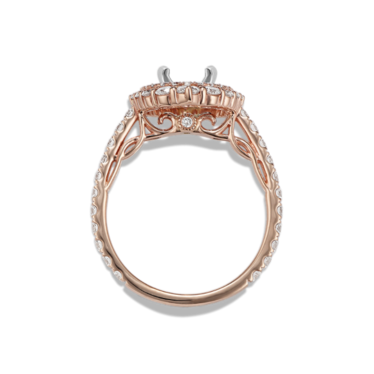7.05 mm Natural Aquamarine Engagement Ring in Rose Gold