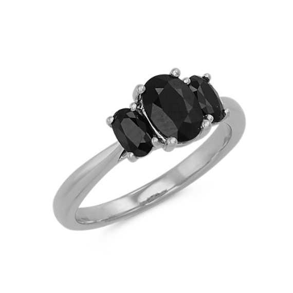 Oval Black Sapphire Ring in 14k White Gold | Shane Co.