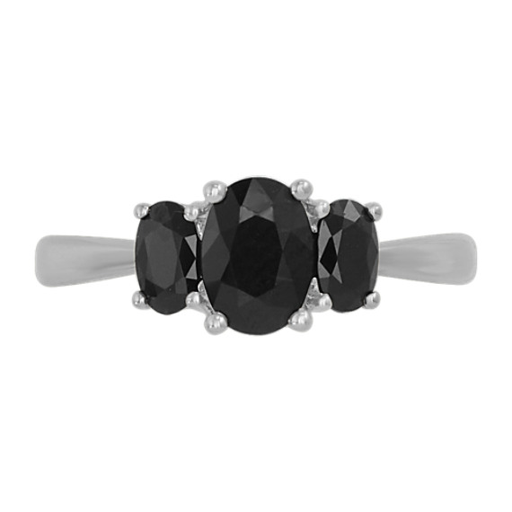 Oval Black Sapphire Ring in 14k White Gold | Shane Co.