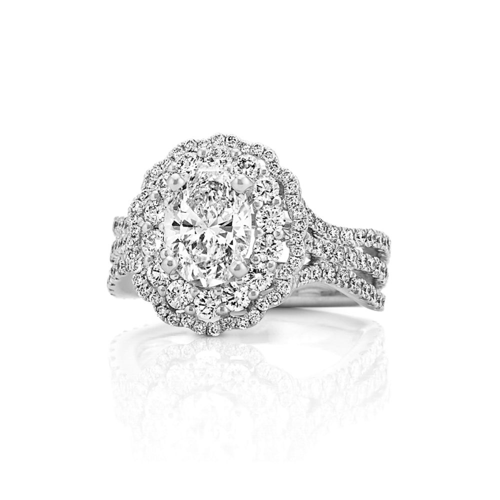Oval Double Halo Diamond Engagement Ring Shane Co.