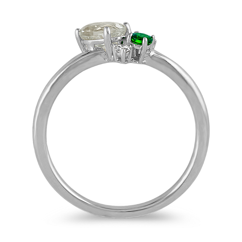 Oval Green Quartz, Tsavorite and Diamond Ring | Shane Co.
