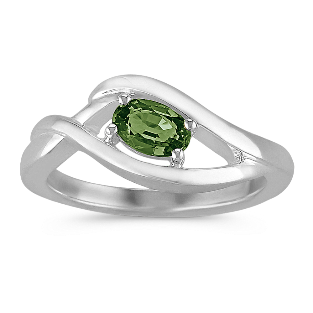 Oval Green Sapphire Ring in Sterling Silver