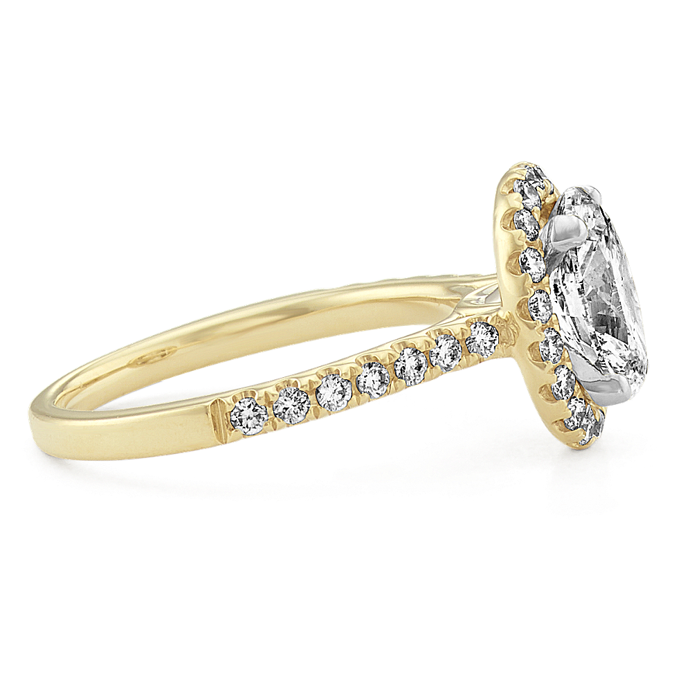 Oval Halo Diamond Engagement Ring in 14k Yellow Gold Shane Co.