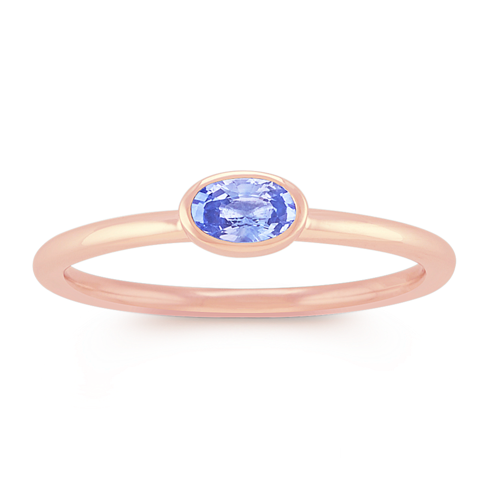 Oval Ice Blue Sapphire Stackable Ring in 14k Rose Gold