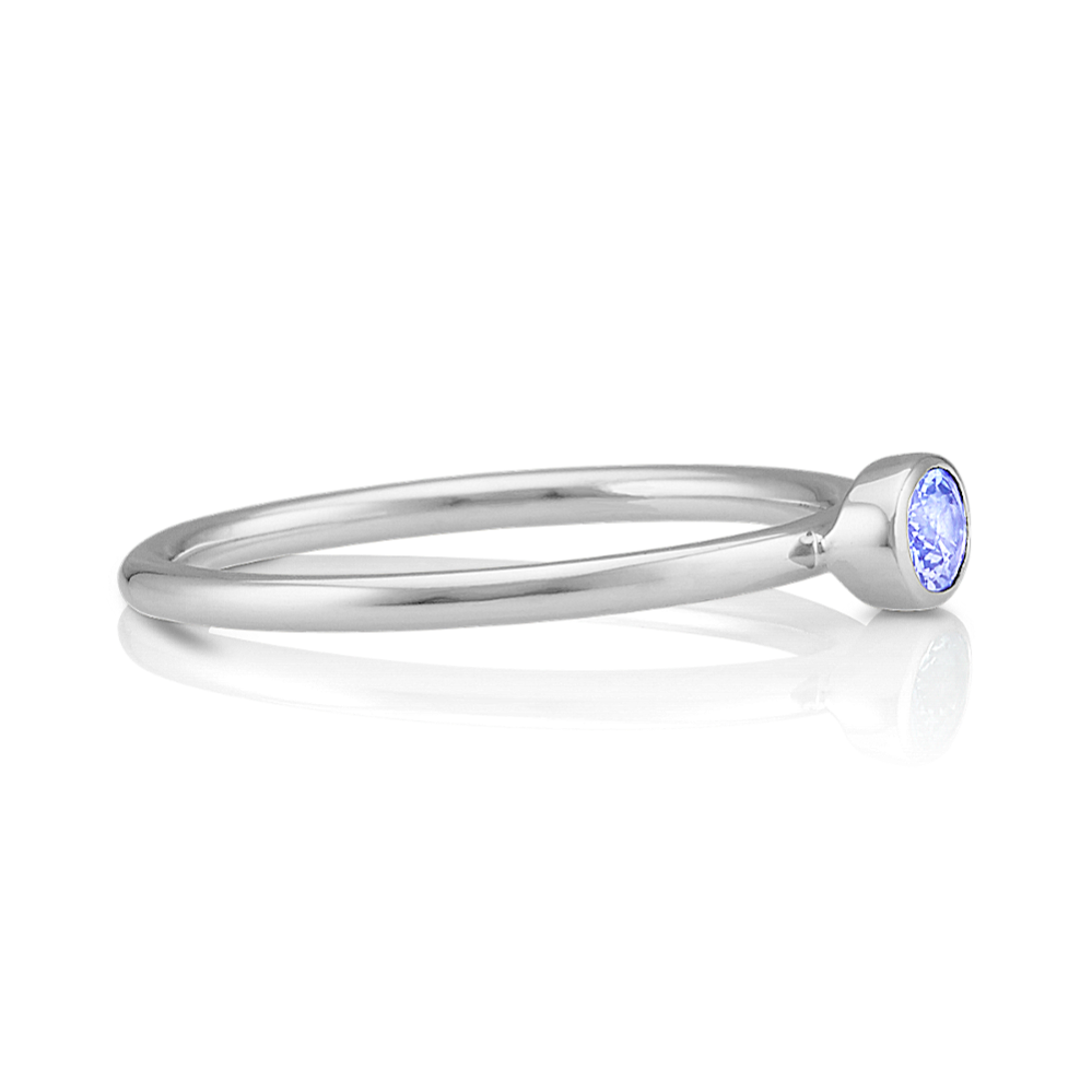 Oval Ice Blue Sapphire Stackable Ring in 14k White Gold | Shane Co.