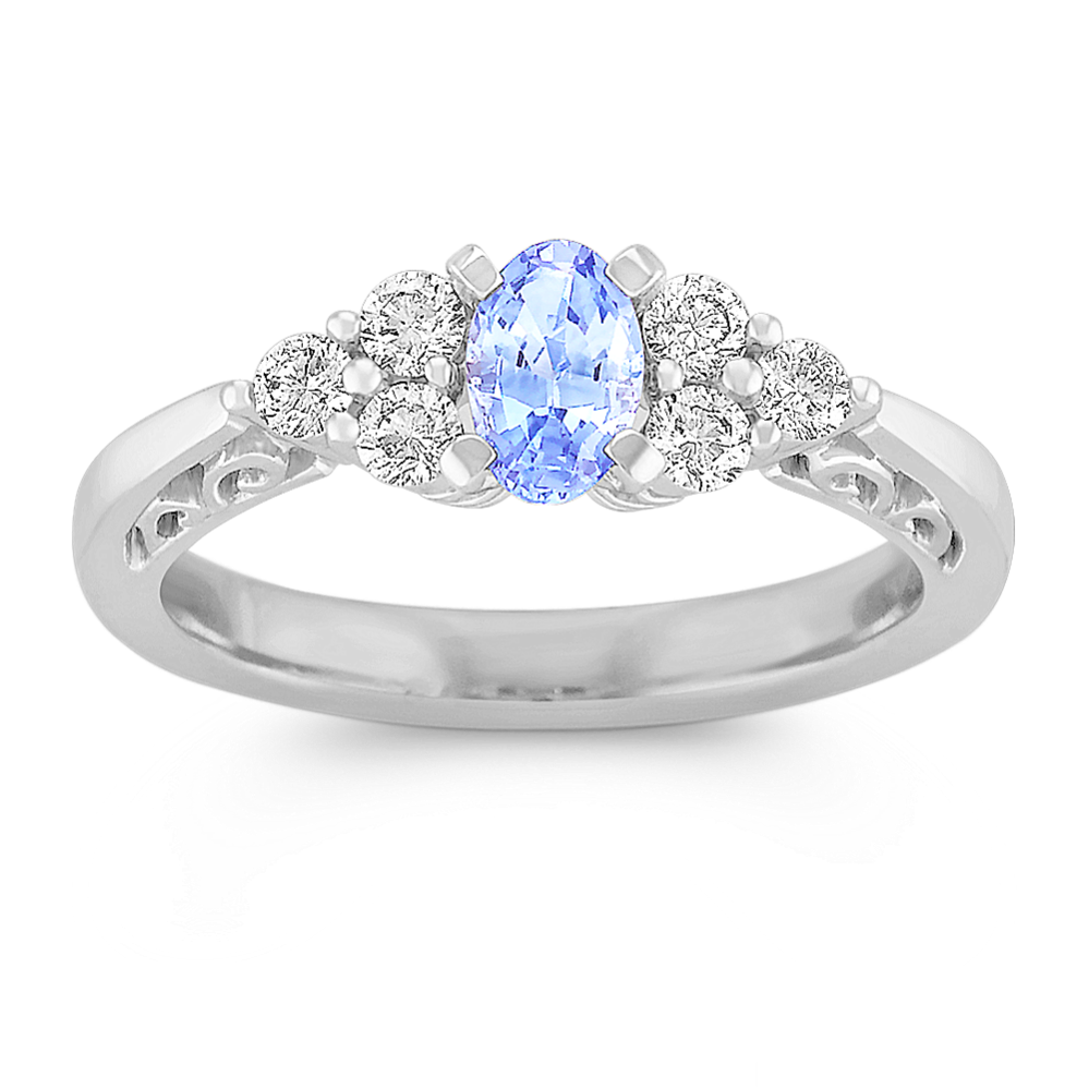 Oval Ice Blue Sapphire and Diamond Ring