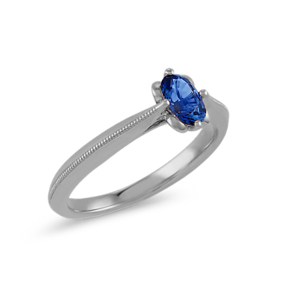 Oval Kentucky Blue Sapphire Ring in 14k White Gold | Shane Co.