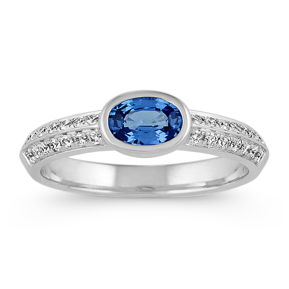 Oval Kentucky Blue Sapphire and Diamond Ring