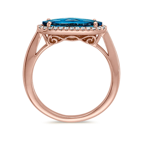 blue topaz and diamond 14kt rose gold ring