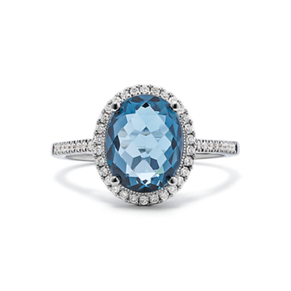 Monterey London Blue Topaz & Diamond Halo Ring