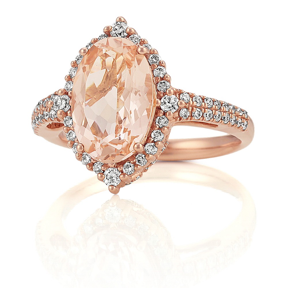Oval Morganite and Diamond Ring in Rose Gold | Shane Co.