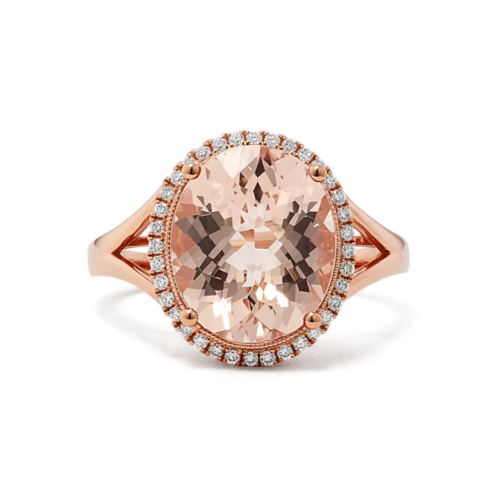 Rosita Morganite & Diamond Halo Ring