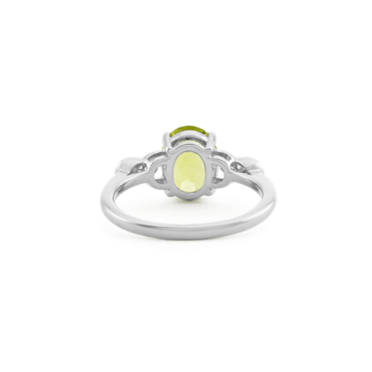 Oval Natural Peridot and White Natural Sapphire Ring