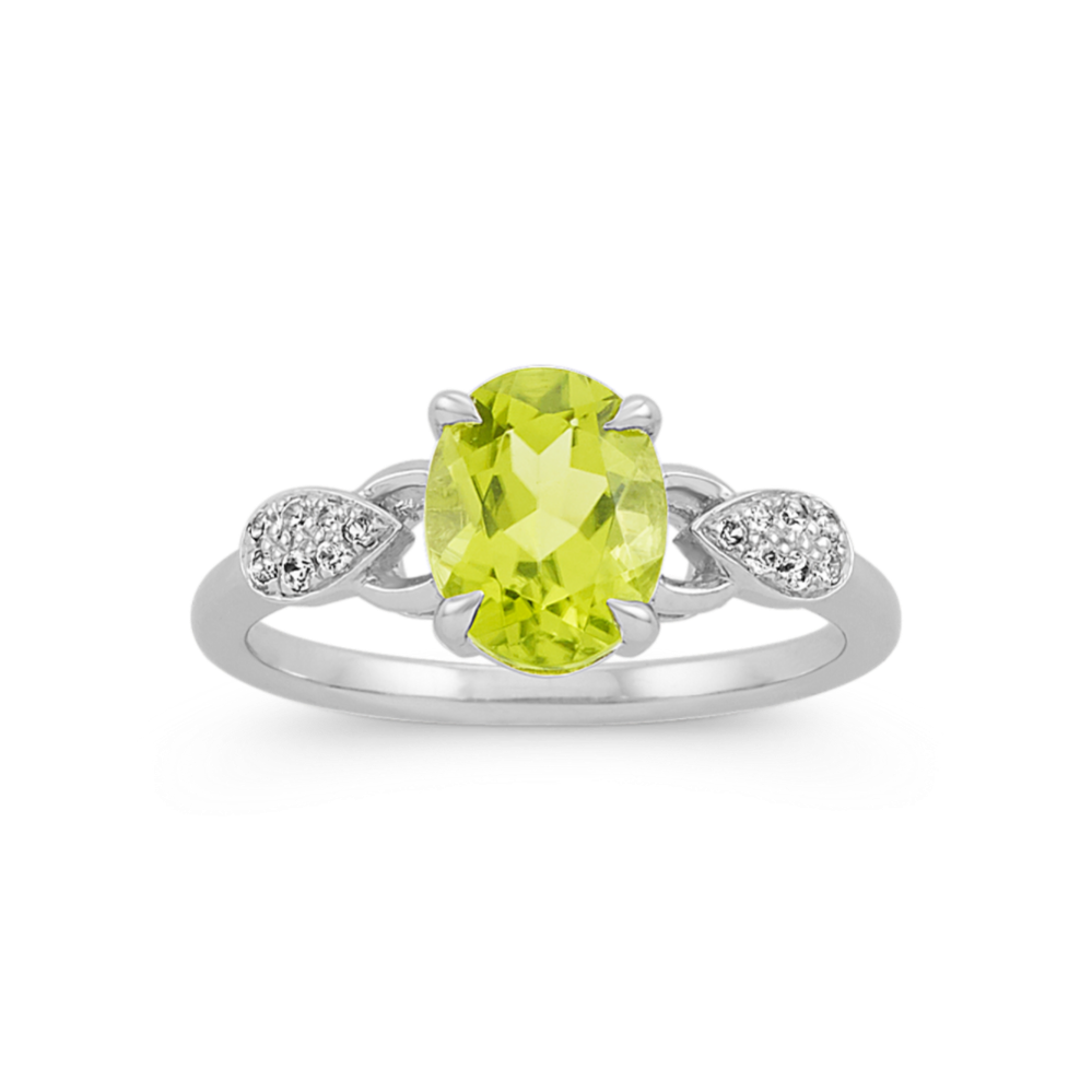 Oval Peridot and White Sapphire Ring
