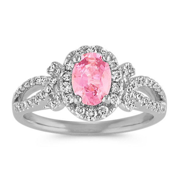 Oval Pink Sapphire and Diamond Ring