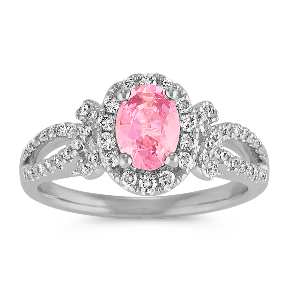 Oval Pink Sapphire and Diamond Ring