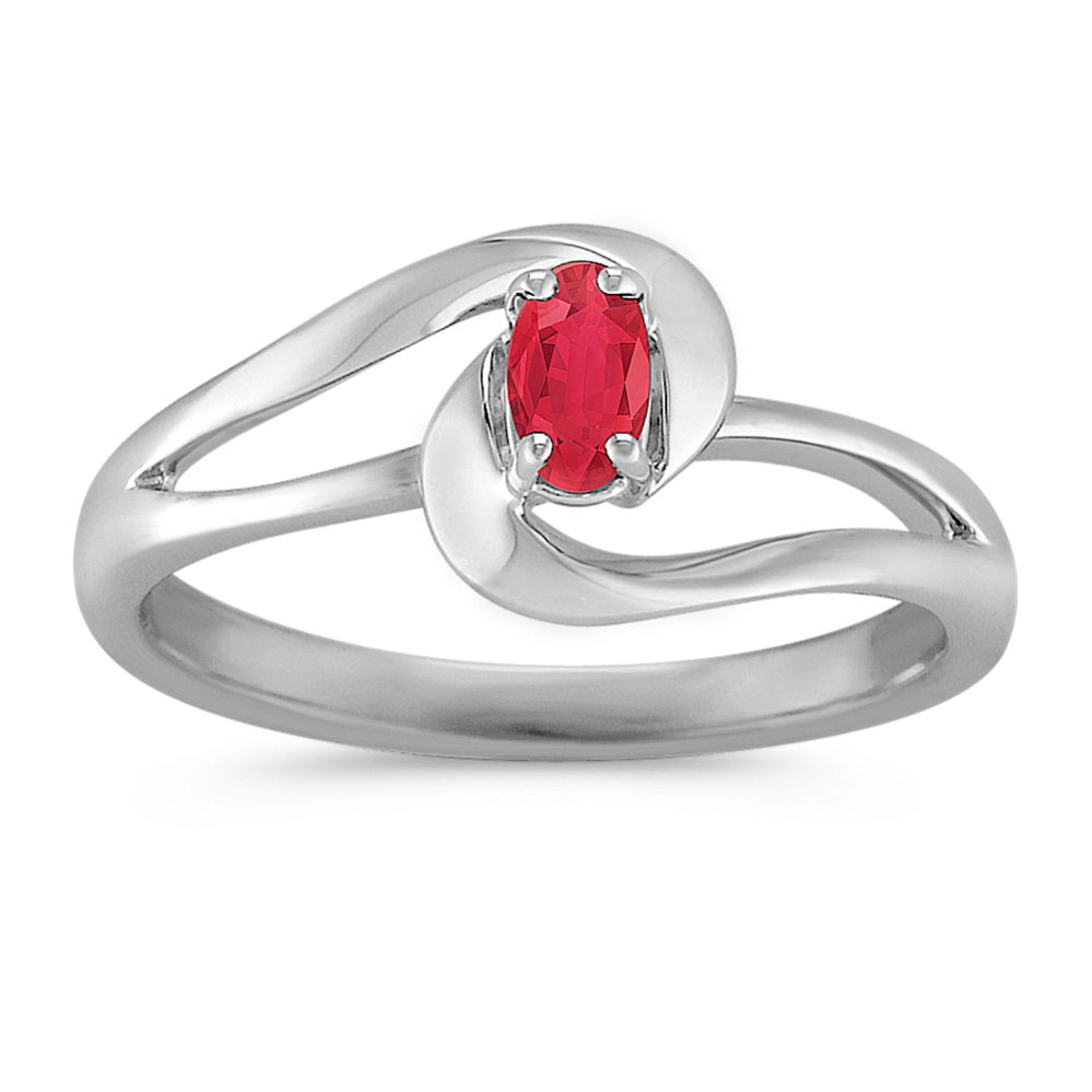 Oval Ruby Ring in Sterling Silver
