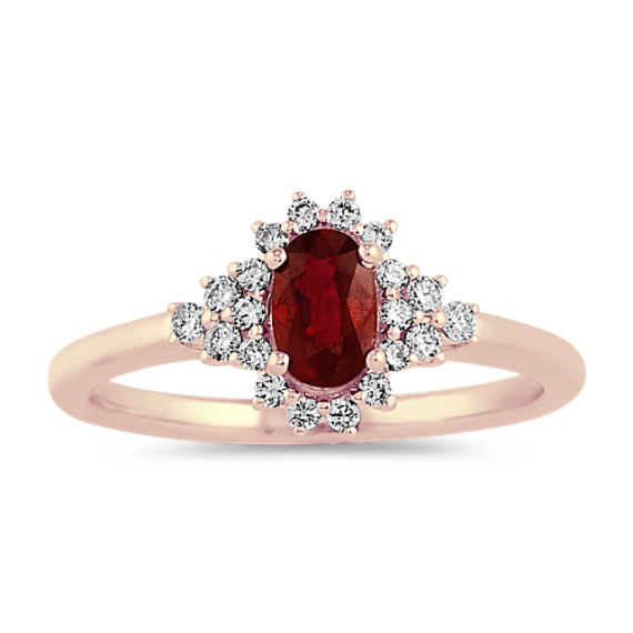 Oval Ruby and Diamond Ring in 14k Rose Gold