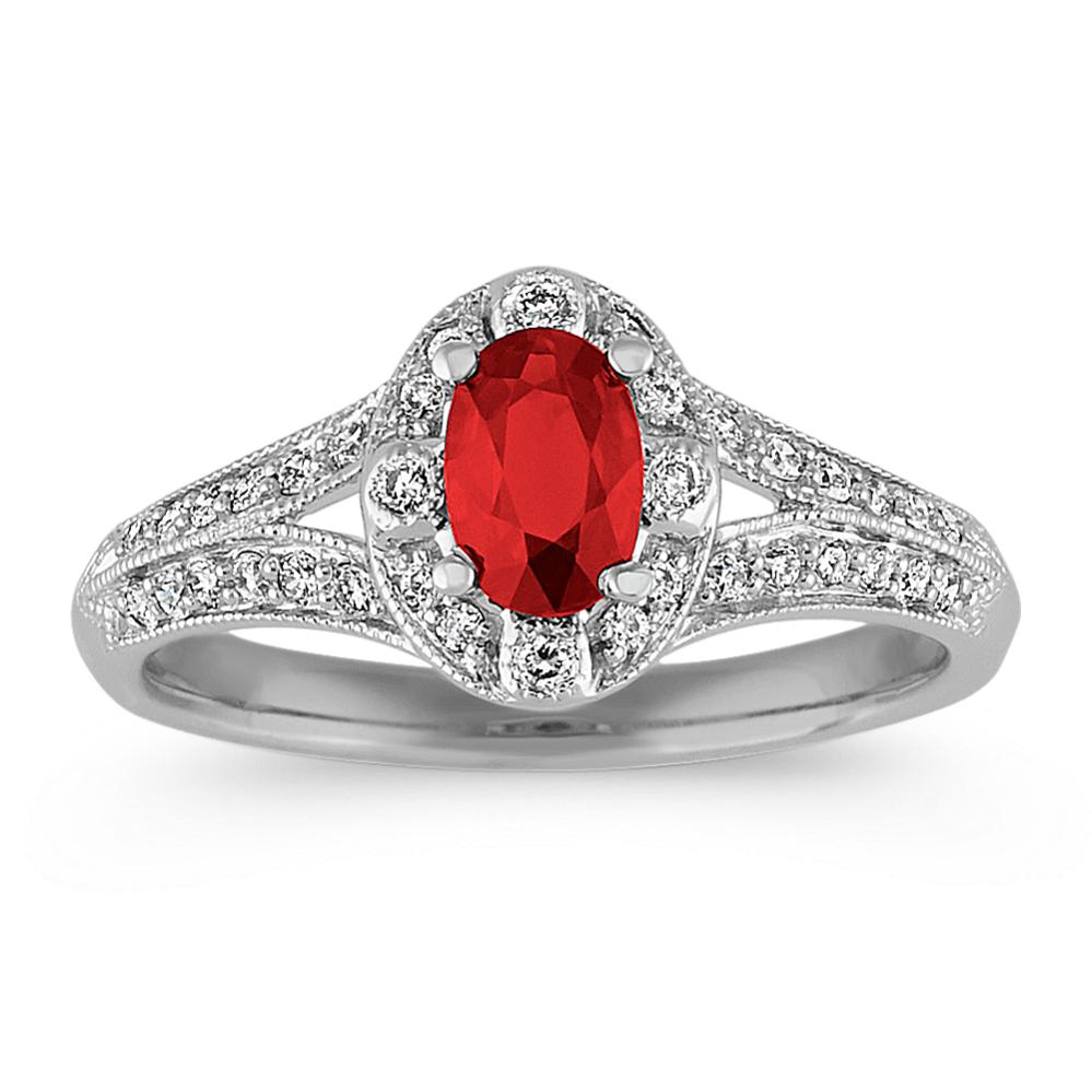 Oval Ruby and Diamond Ring