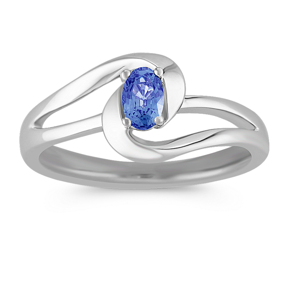 Oval Sapphire Ring in Sterling Silver