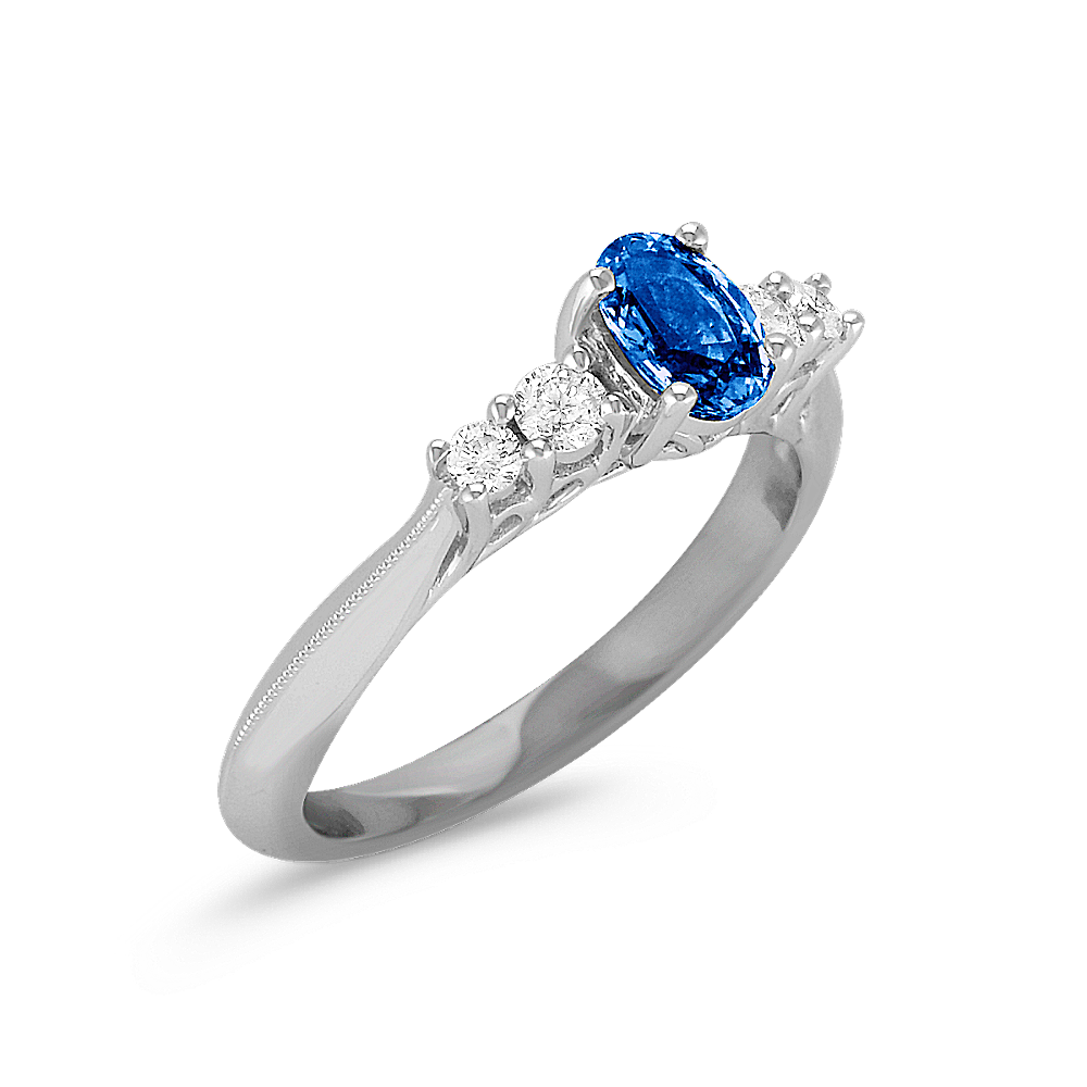 Oval Sapphire and Round Diamond Ring | Shane Co.