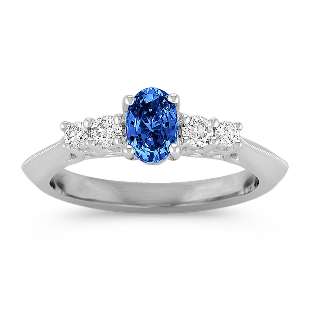 Oval Sapphire and Round Diamond Ring
