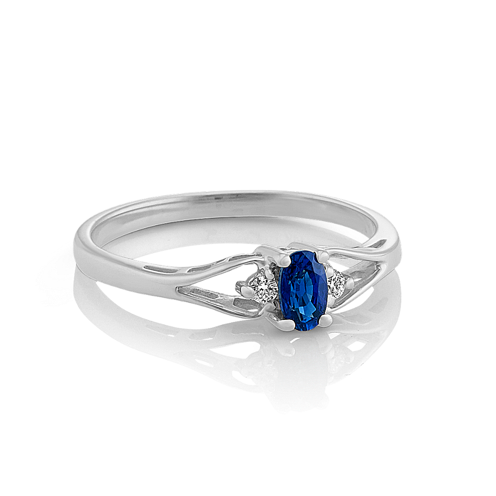 Oval Sapphire and Round Diamond Three-Stone Ring | Shane Co.
