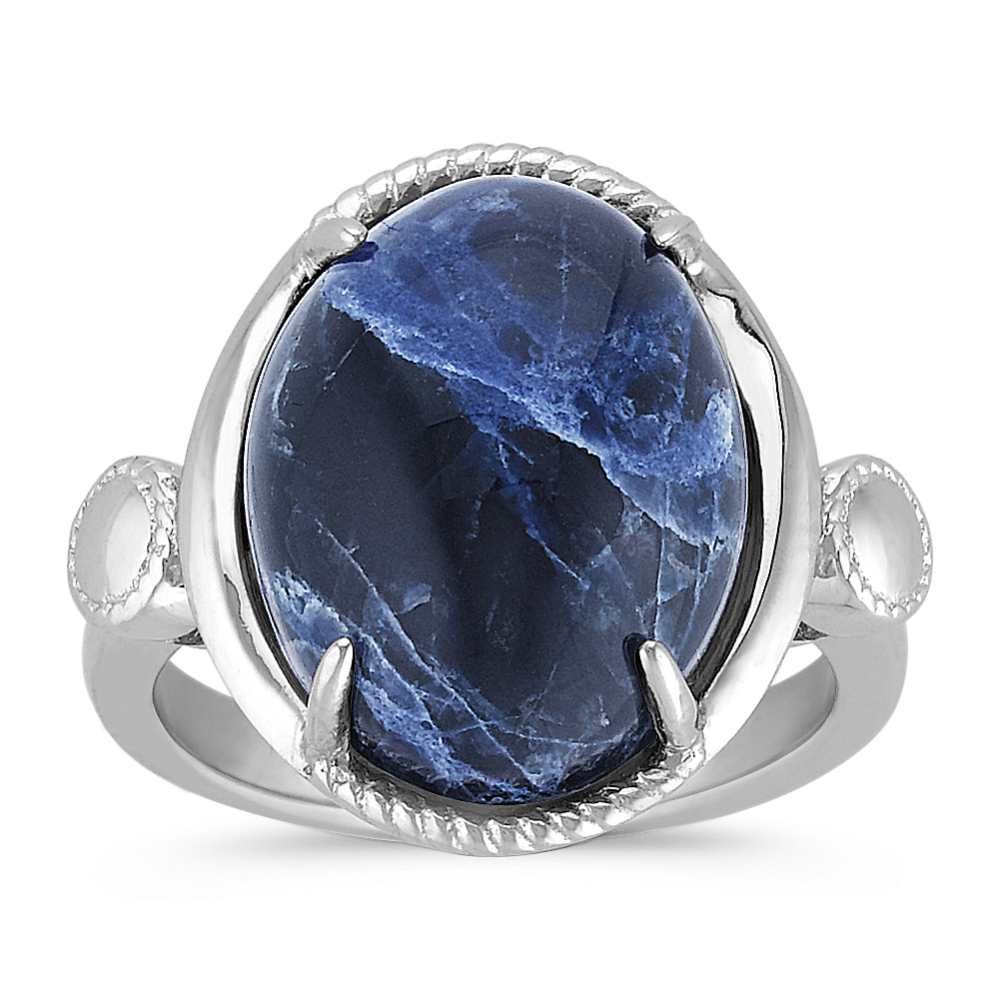Oval Sodalite and Sterling Silver Ring