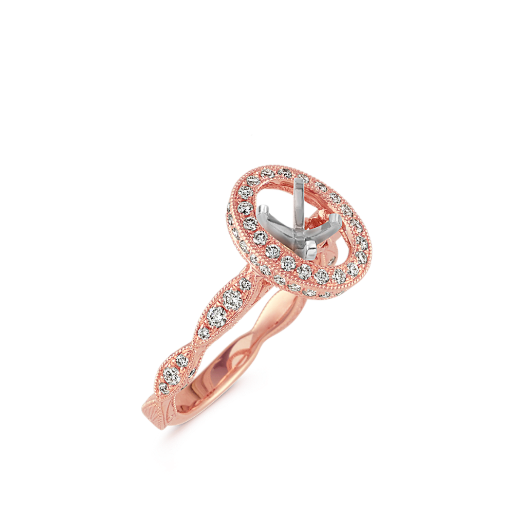 Oval Vintage Halo Engagement Ring in 14k Rose Gold Shane Co.