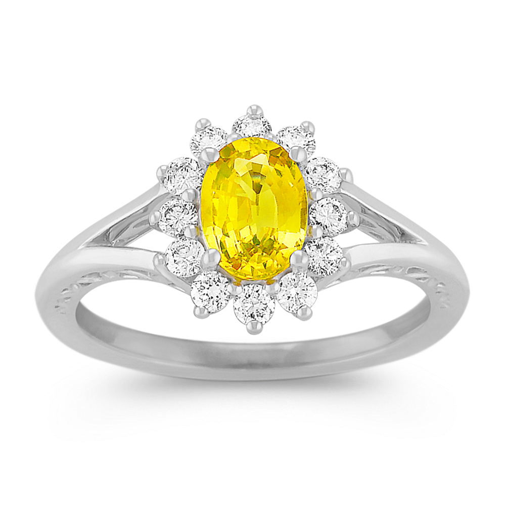 Oval Yellow Sapphire and Diamond Ring