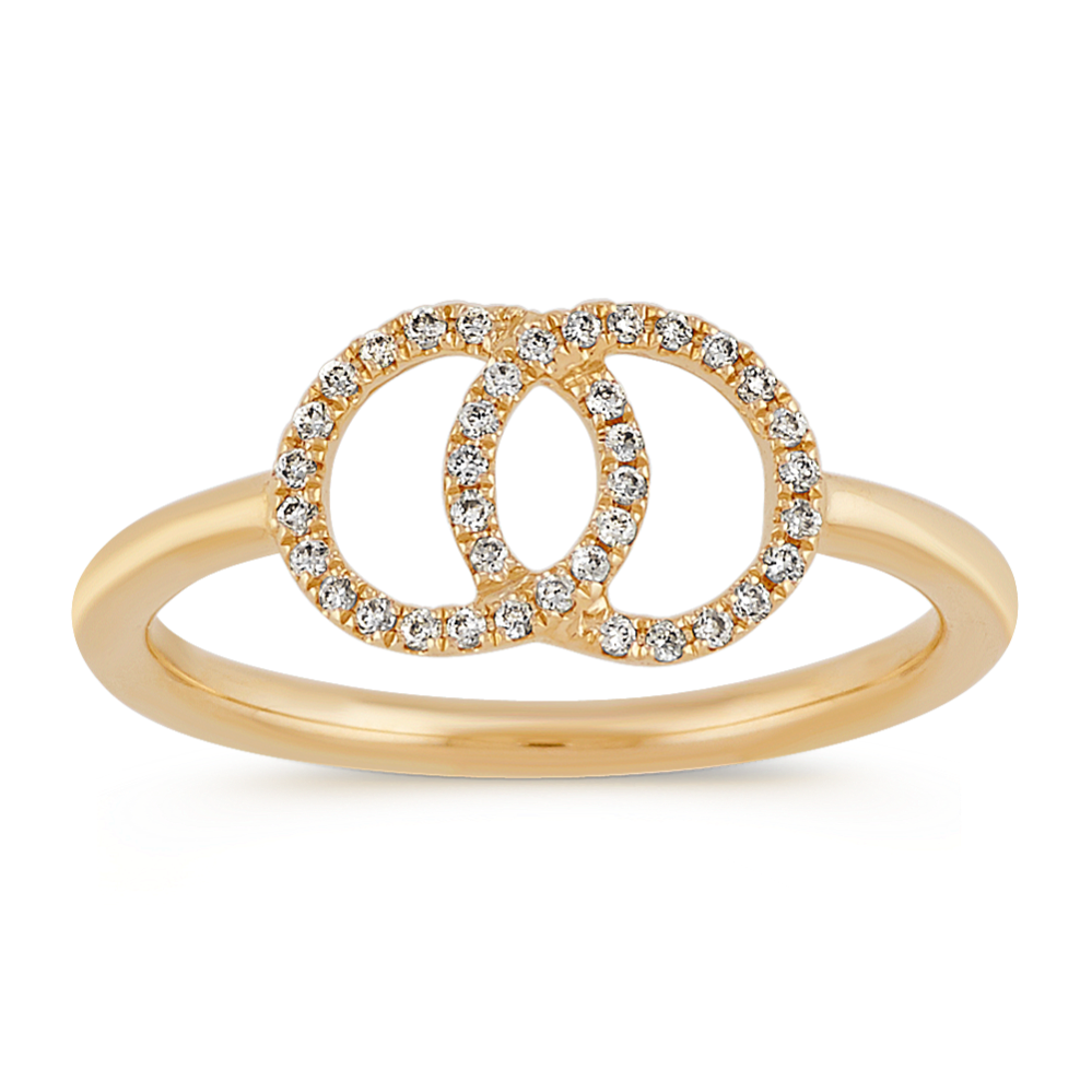 Overlapping Circle Diamond Ring in 14k Yellow Gold