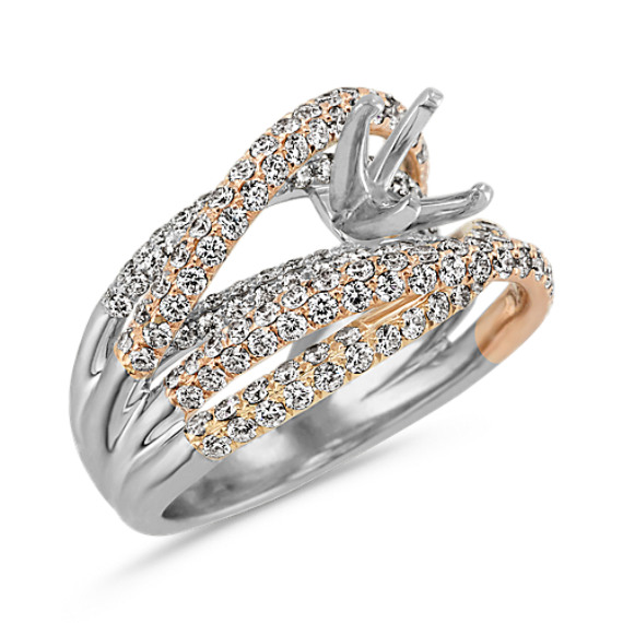 Overlapping Round Diamond Engagement Ring in 14k Tri-Tone Gold | Shane Co.