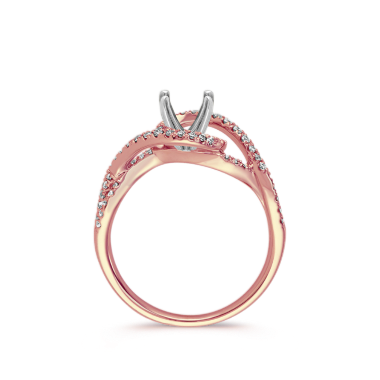 Padua Swirl Natural Diamond Engagement Ring in 14k Rose Gold