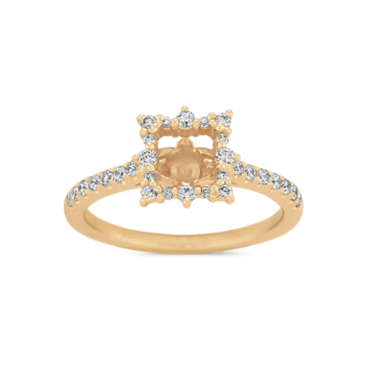 Palais Natural Diamond Halo Engagement Ring in 14K Yellow Gold