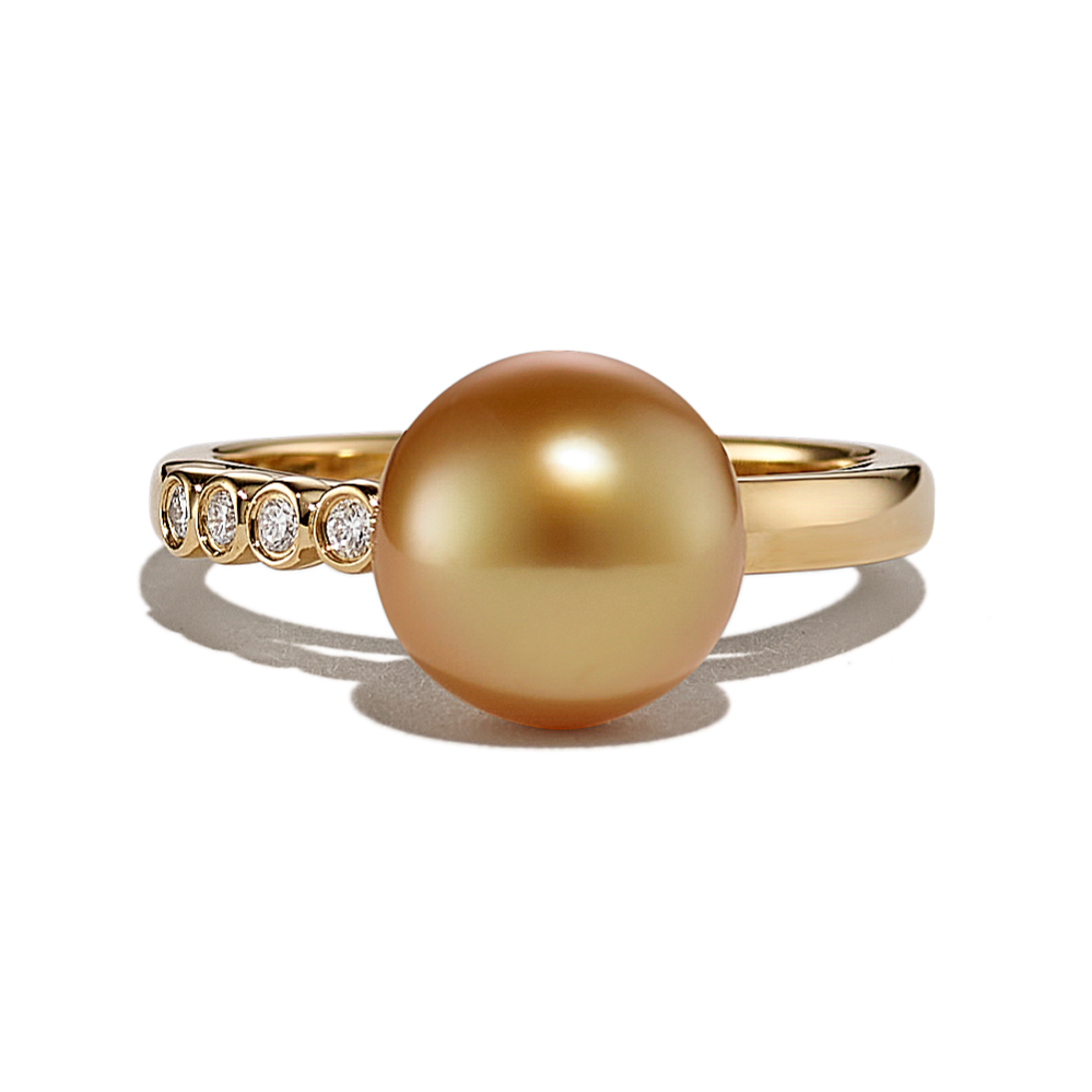 Paradiso 9mm Cultured South Sea Pearl Ring and Diamond Ring