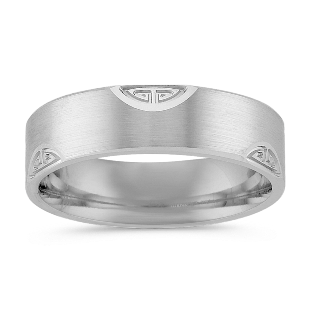 Patterned Comfort Fit Ring with Satin Finish (6mm)