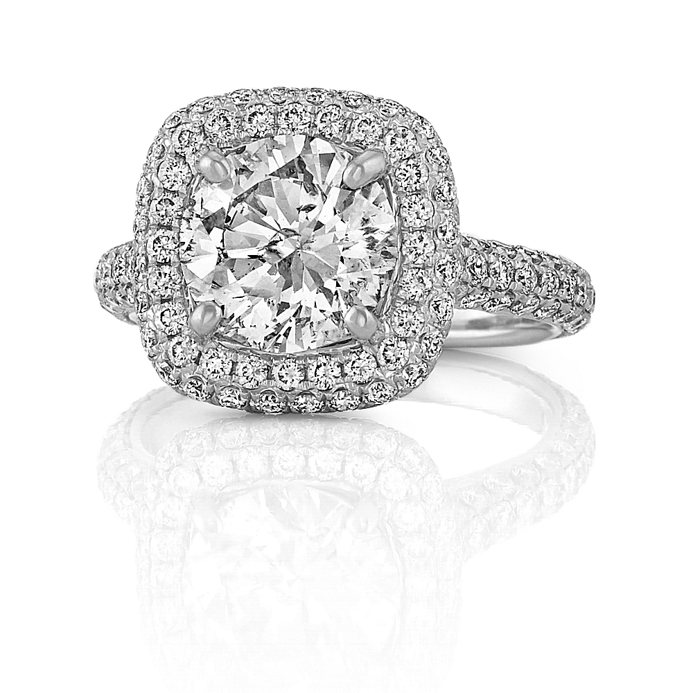 Pave Halo Diamond Engagement Ring Shane Co.