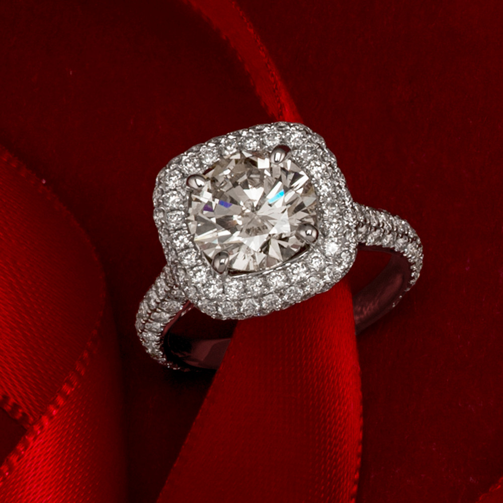 Pave Halo Diamond Engagement Ring | Shane Co.