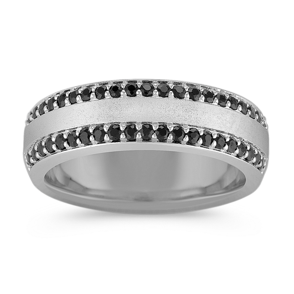 Pave-Set Black Sapphire Ring (7mm)