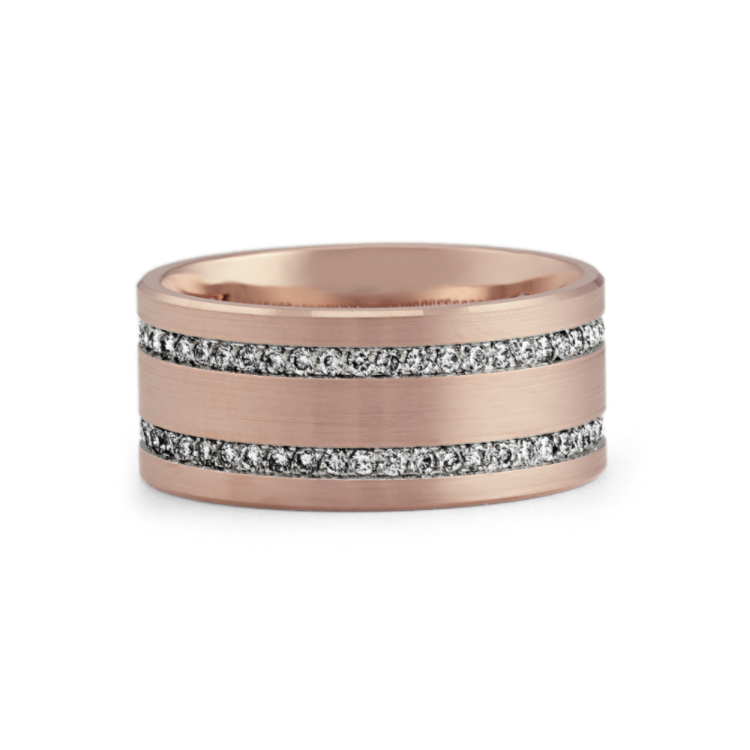 Pave-Set Natural Diamond Band in 14k Rose Gold (10mm)
