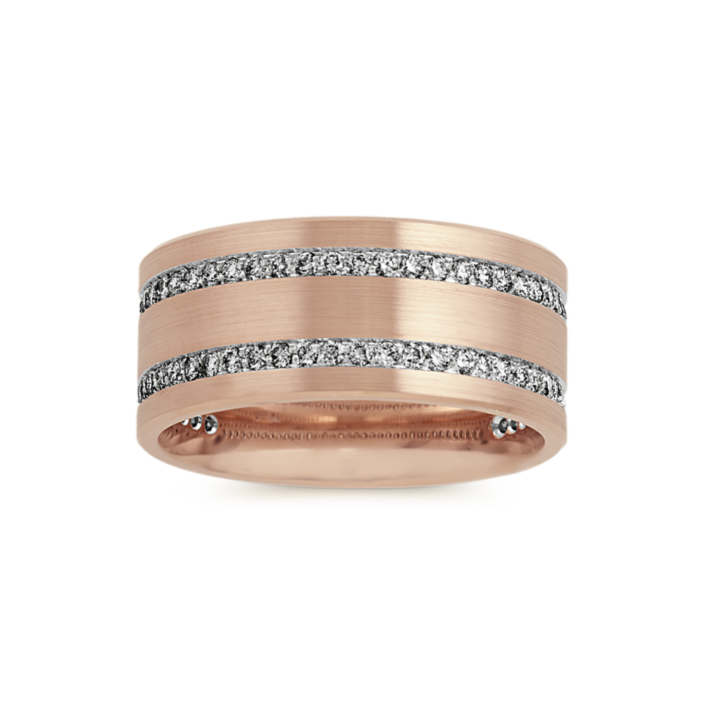 Pave-Set Diamond Band in 14k Rose Gold (10mm)