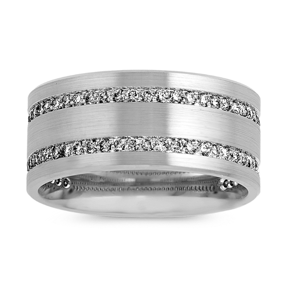 Pave-Set Diamond Band in 14k White Gold (10mm)