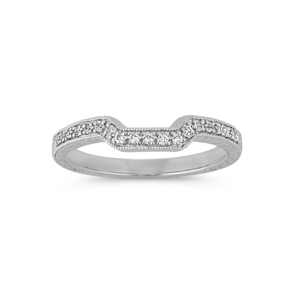 Pave Set Diamond Contour Wedding Band with Side Engraving