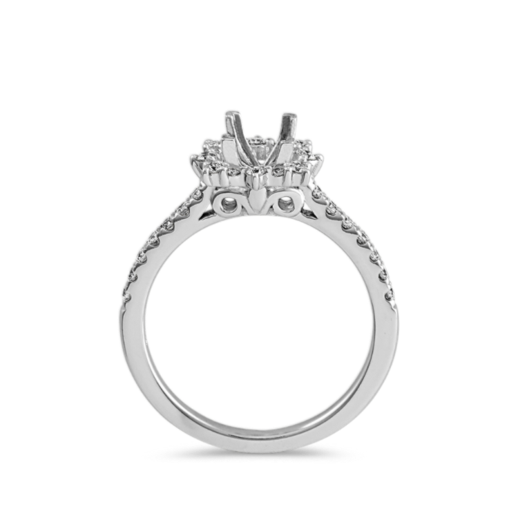 Pave-Set Natural Diamond Halo Engagement Ring