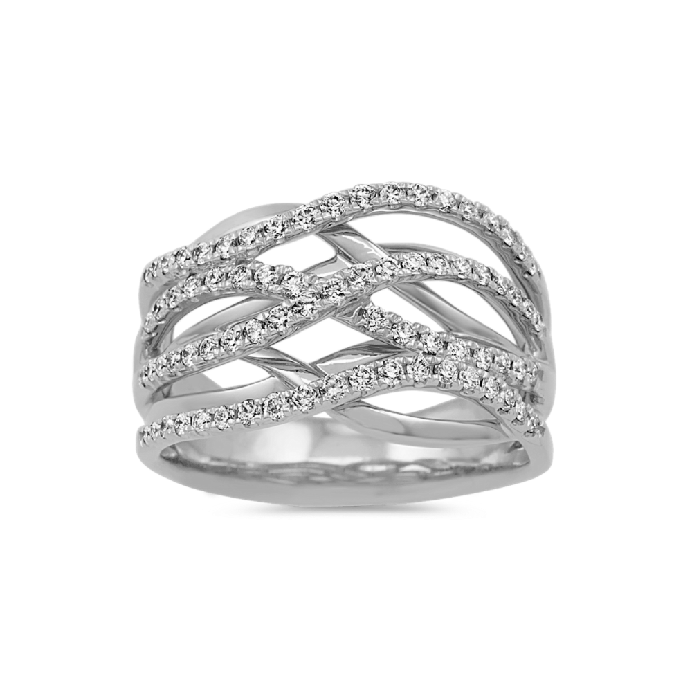 Amalfi Diamond Swirl Ring in 14k White Gold